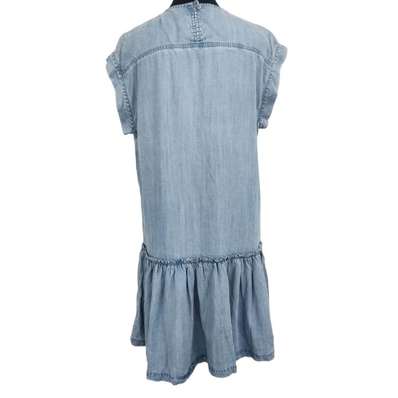 All Saints Polly Ruffle‎ Chambray Shift Dress Size Medium - Picture 7 of 9